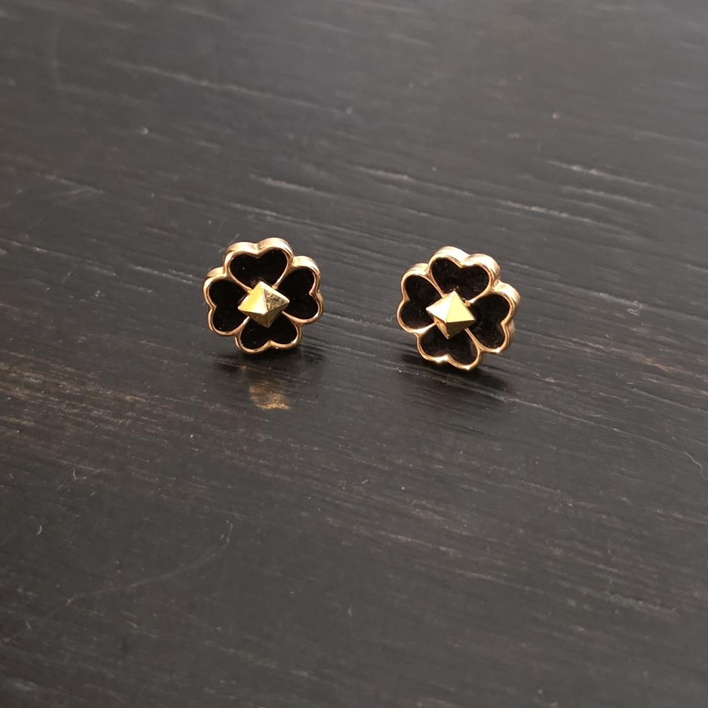 Kate Spade Black and Gold Floral Earrings